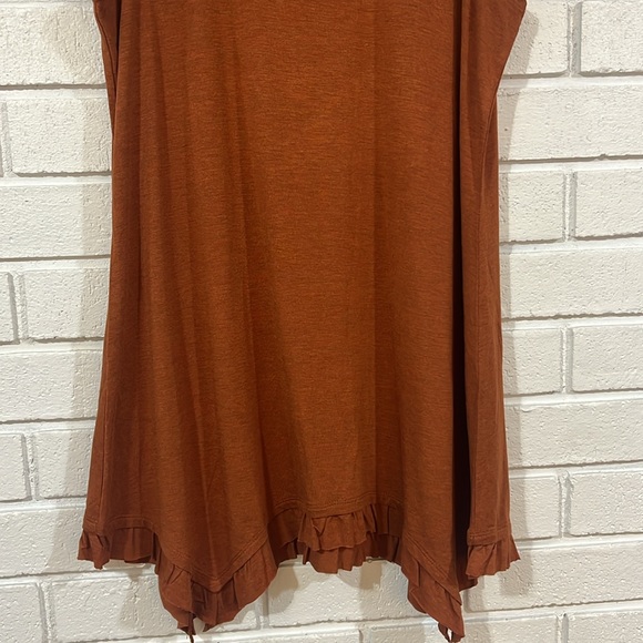 LOGO by Lori Goldstein Burnt Orange Layers Sleeveless Top - Picture 3 of 6